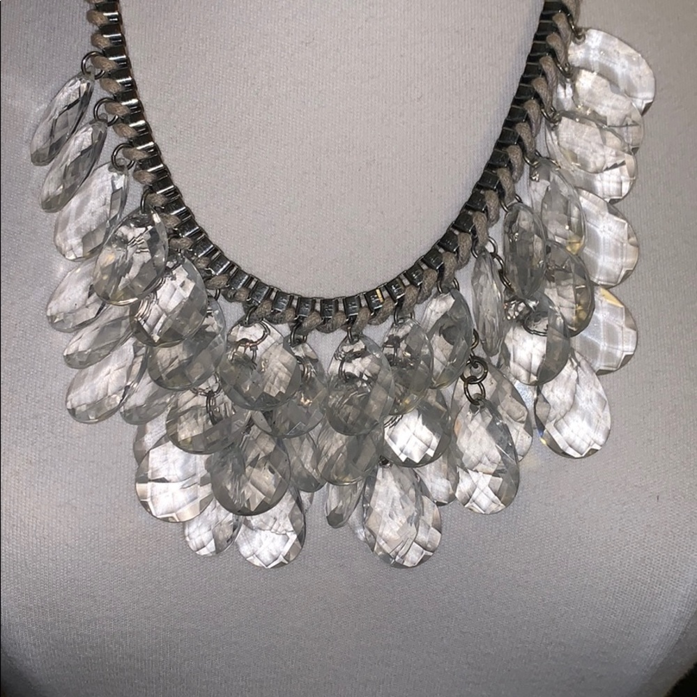 Silver Beaded Statement Necklace - image 2
